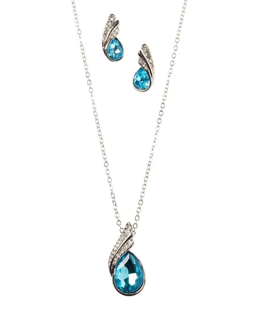 Conjunto de collar de cristal azul marino 