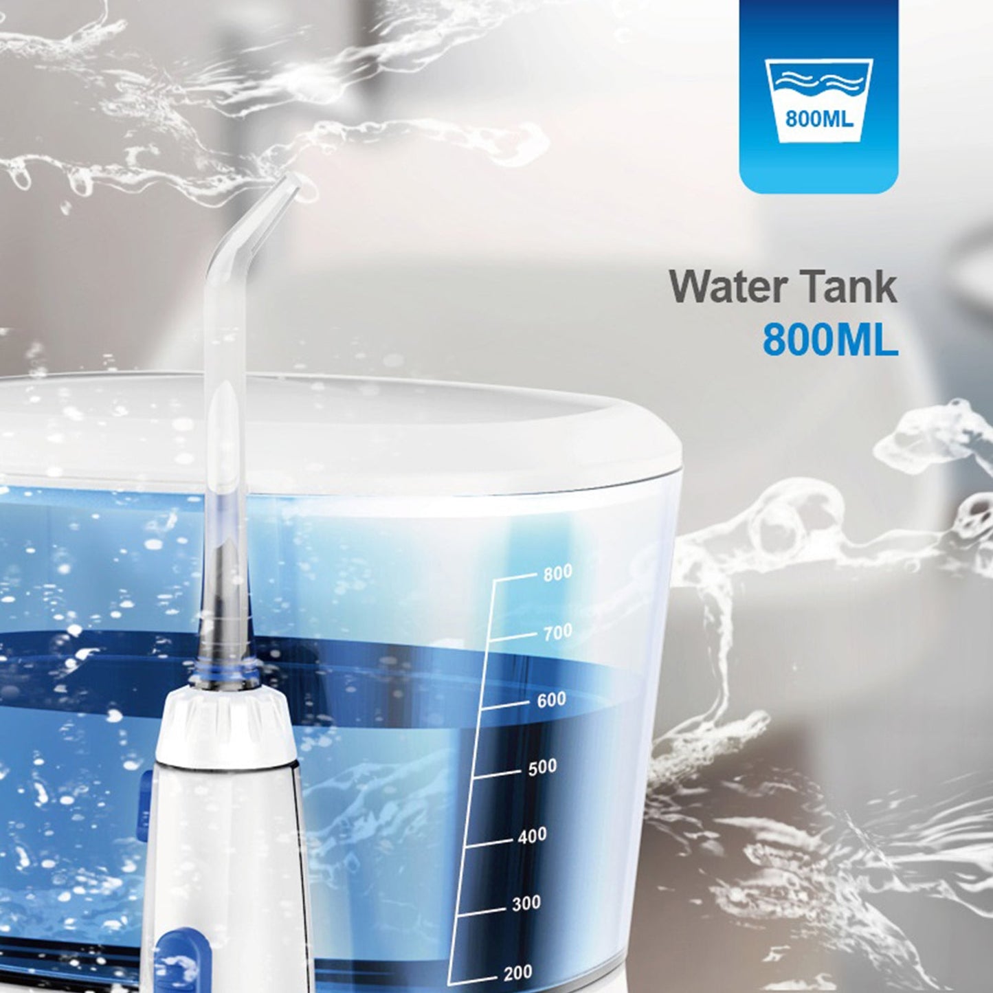 Irrigador bucal resistente al agua con depósito de 800 ml