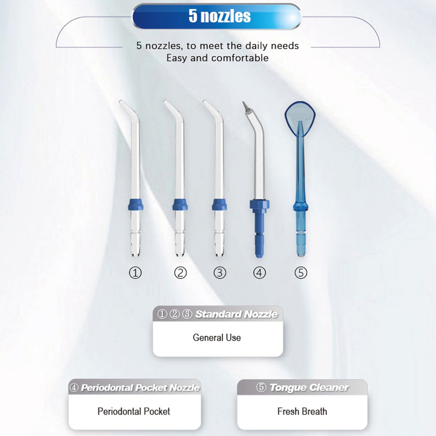 Irrigador bucal resistente al agua con depósito de 800 ml