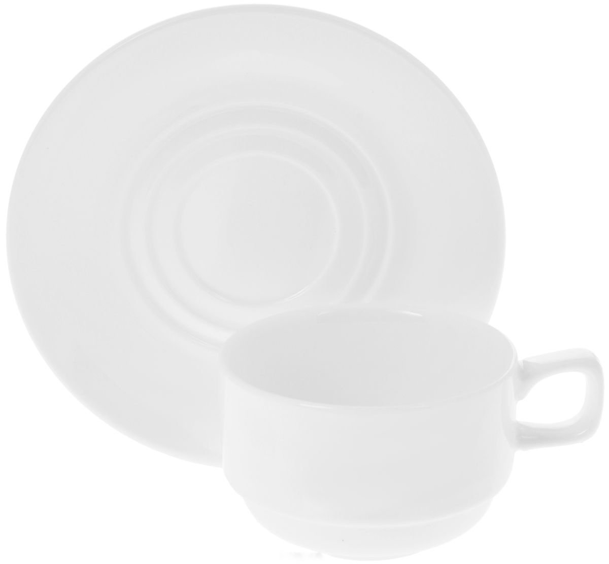 Taza de té y platillo de 7 oz y 220 ml de color blanco