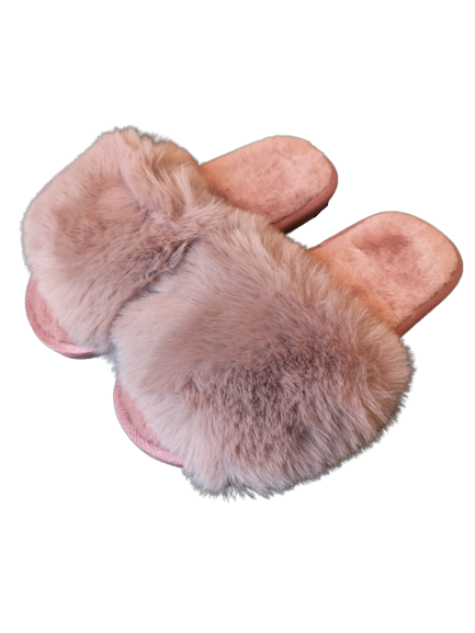 Open Toe Fluffy Slippers in Rose