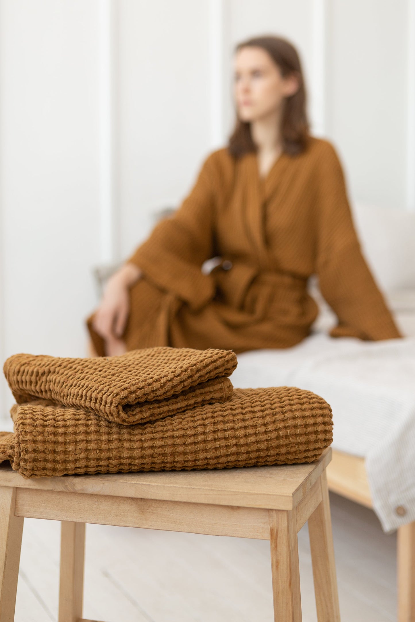 Waffle Robes and Towels Set