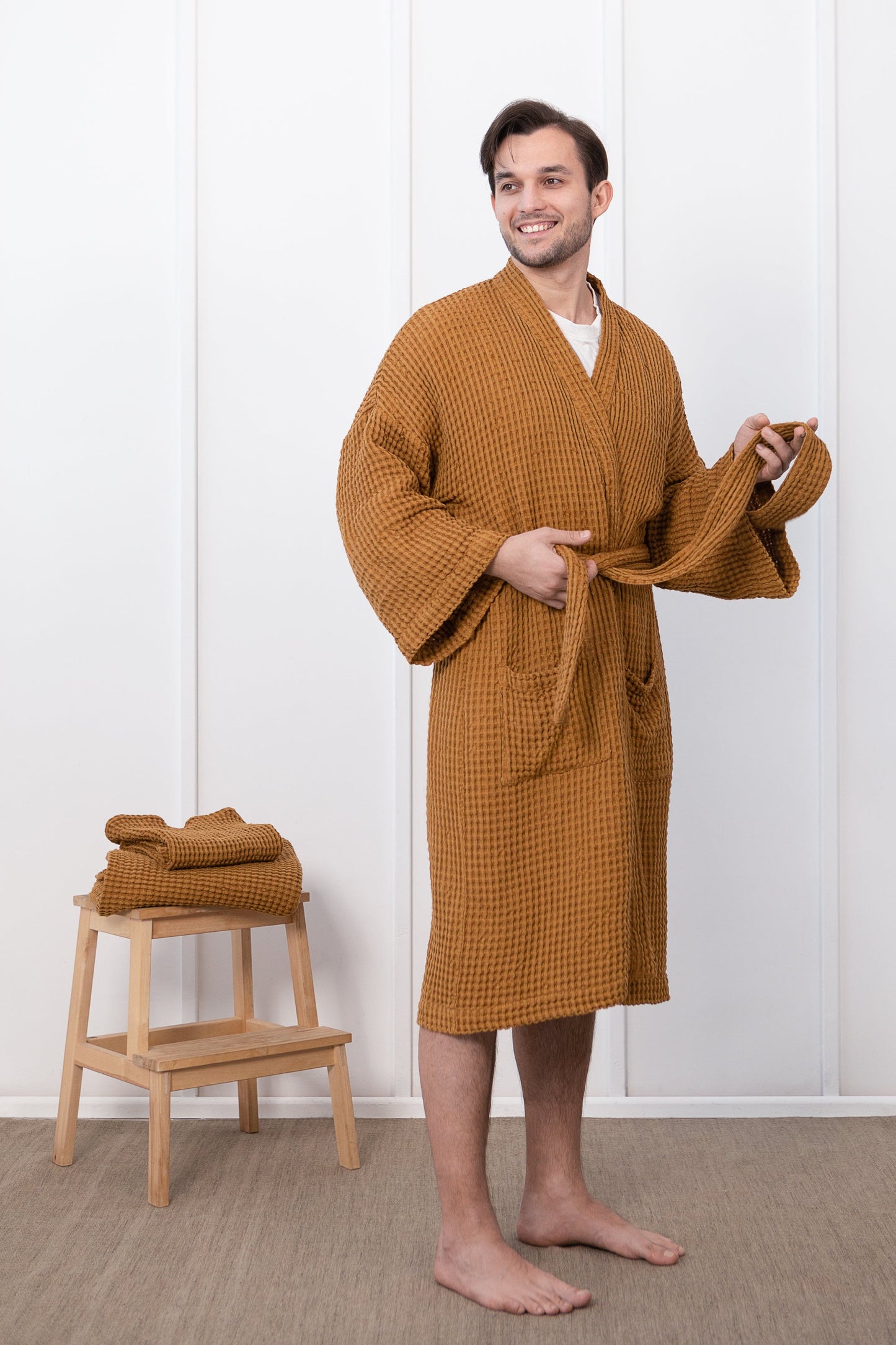 Waffle Robes and Towels Set