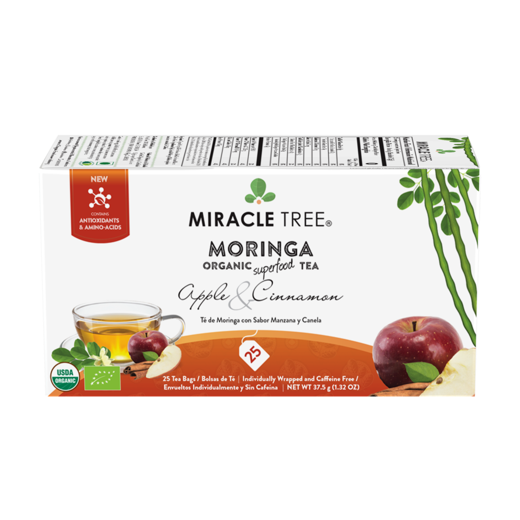 Té orgánico de moringa, manzana y canela de Miracle Tree