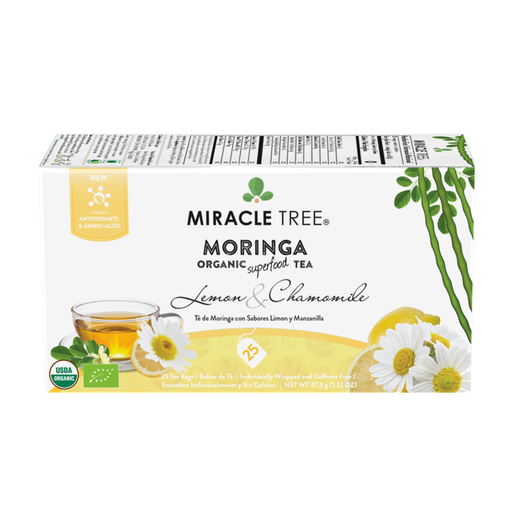 Té orgánico de moringa, limón y manzanilla de Miracle Tree