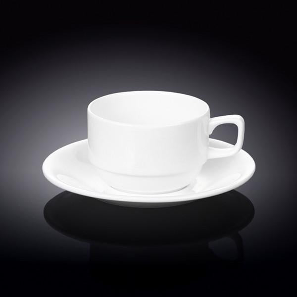 Taza de té y platillo de 7 oz y 220 ml de color blanco