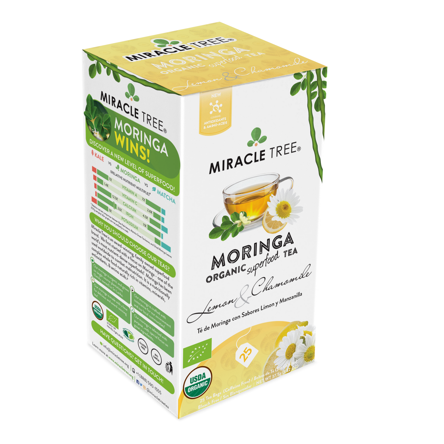 Té orgánico de moringa, limón y manzanilla de Miracle Tree