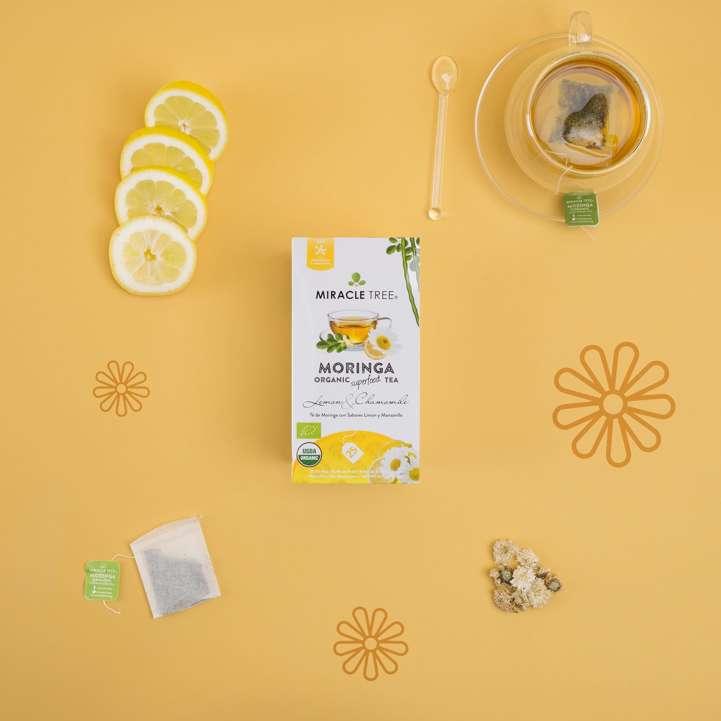 Té orgánico de moringa, limón y manzanilla de Miracle Tree