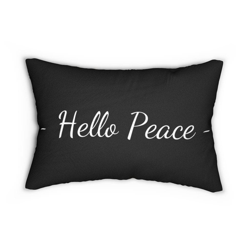 Cojín lumbar decorativo Hello Peace, beige y negro