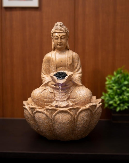 Mini fuente de agua con forma de Buda de loto para decoración de mesa