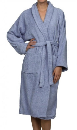 Superior Egyptian Cotton Unisex Terry Cotton Bath Robe in Blue Size Small