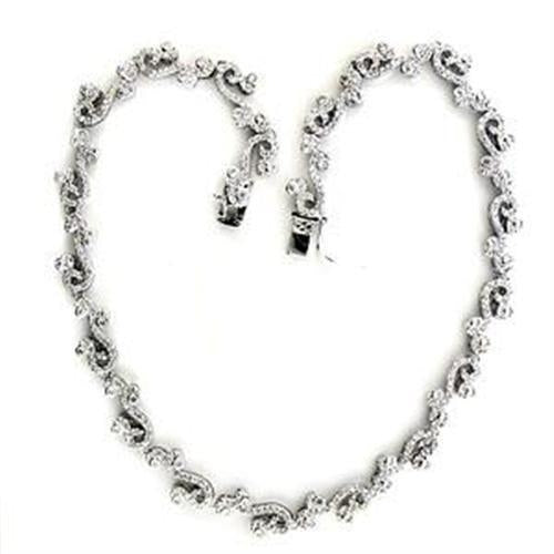 Rhodium 925 Sterling Silver Necklace with AAA Grade CZ - LOA558