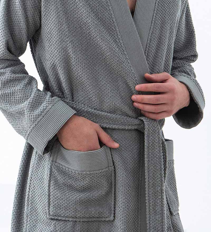 Bata tipo kimono de rizo de algodón turco orgánico para hombre | Bata de baño de rizo 