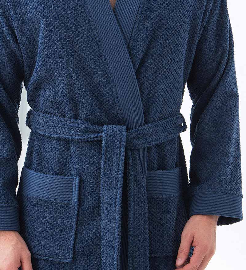 Bata tipo kimono de rizo de algodón turco orgánico para hombre | Bata de baño de rizo 